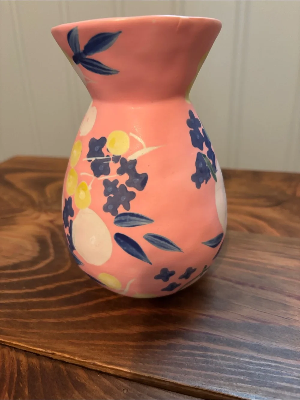 Hand-Painted Pink Floral Ceramic Vase Anthropologie